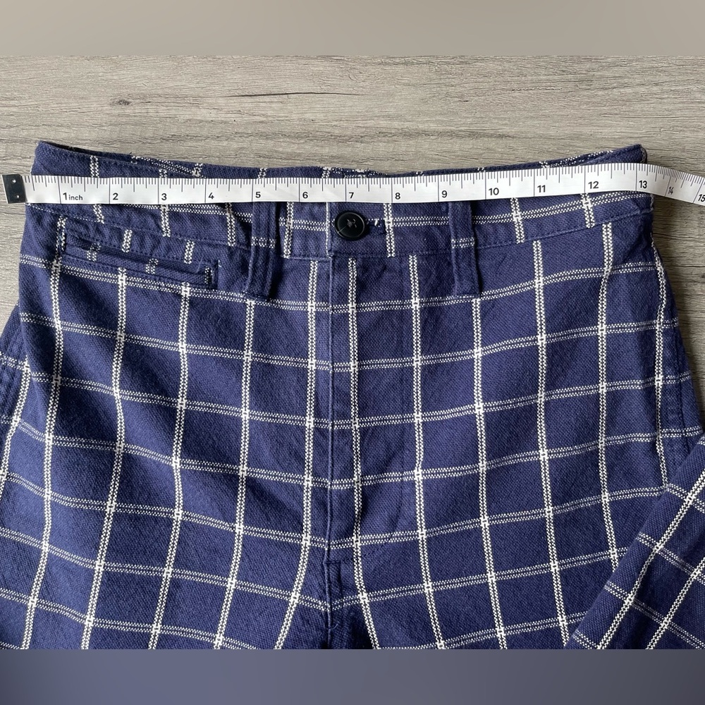 Madewell Plaid Navy High Rise Wide Leg Crop Pants - Picture 9 of 14